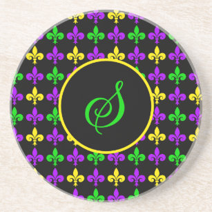 Mardi Gras Fleur de Lis Pattern Coaster