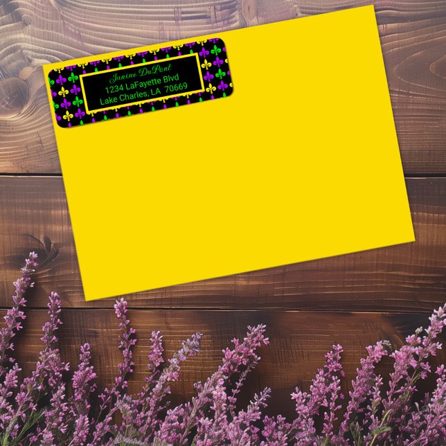 Mardi Gras Fleur de Lis Pattern Custom Address (Creator Uploaded)