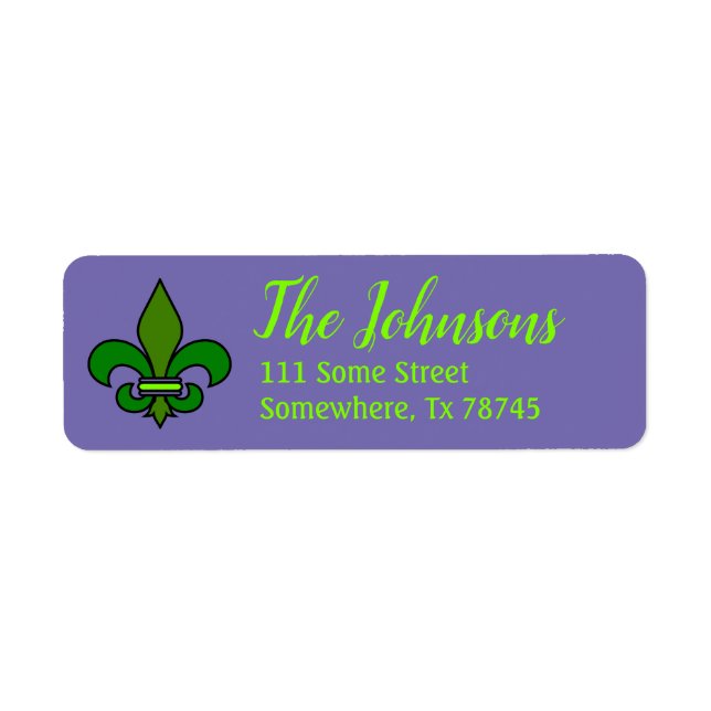Mardi Gras Fleur de Lis Return Address Labels (Front)