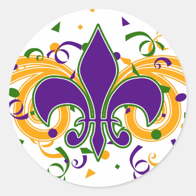 Mardi Gras Fleur-de-Lis Sticker (Front)