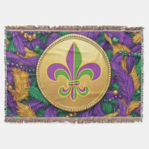 Mardi Gras Fleur de lis Throw Blanket