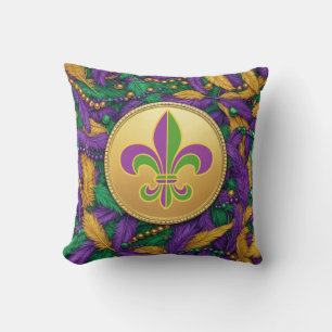 Mardi Gras Fleur de lis Throw Pillow
