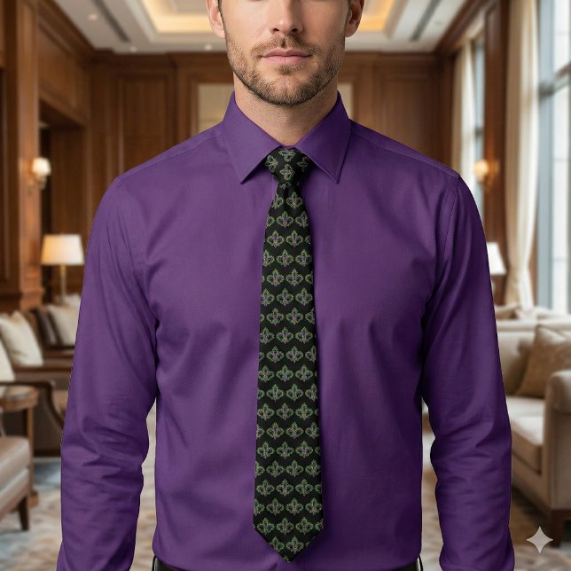 Mardi Gras Fleur-de-Lis Tie (Mardi Gras Fleur-de-Lis Neck Tie)