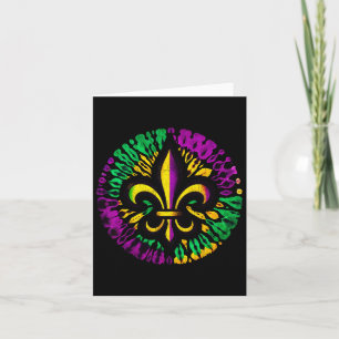 Mardi Gras Fleur De Lis Tie Dye Men Women Carnival Card