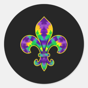Mardi Gras Fleur De Lis Tie Dye New Orleans  Classic Round Sticker
