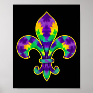 Mardi Gras Fleur De Lis Tie Dye New Orleans  Poster