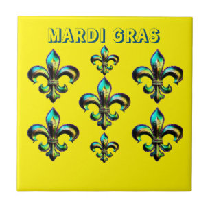 Mardi Gras Fleur De Lis Tile