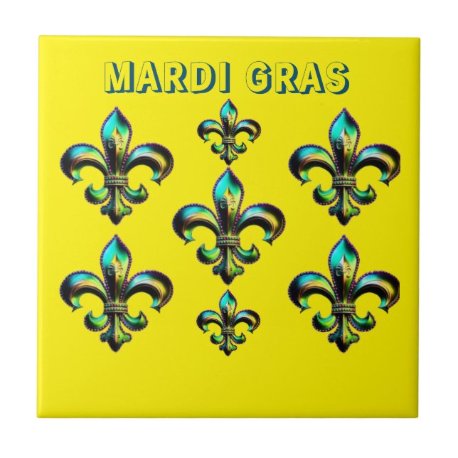 Mardi Gras Fleur De Lis Tile (Front)