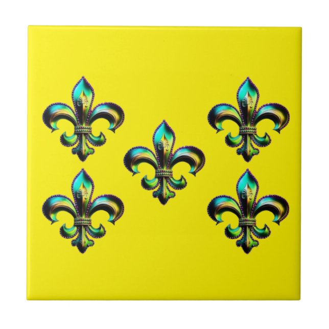 Mardi Gras Fleur De Lis  Tile (Front)