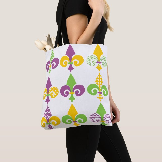 Mardi Gras Fleur de Lis Tote Bag (Close Up)