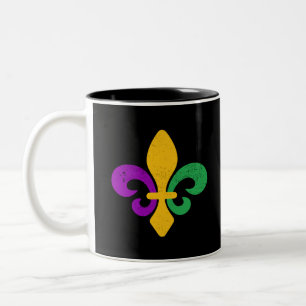 Mardi Gras Fleur De Lis Two-Tone Coffee Mug