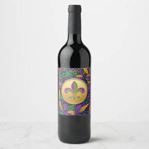 Mardi Gras Fleur de lis Wine Label