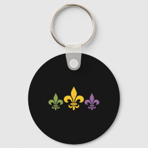 Mardi Gras Fleur Funny Cute Retro Mardi Gras Festi Keychain