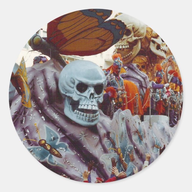 Mardi Gras Float Classic Round Sticker (Front)