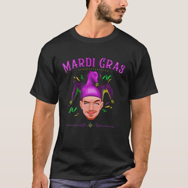 Mardi Gras Float Jester Hat Bead Costume Modern De T-Shirt (Front)