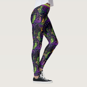 Mardi Gras floral pattern Leggings
