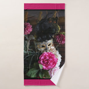 Mardi Gras flowers, masks and feathers Bath Towel
