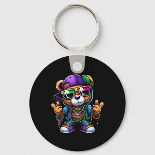 Mardi Gras For Boys Mens Hip Hop Bear New Orleans Keychain