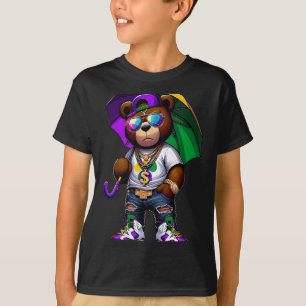Mardi Gras For Boys Mens Hip Hop Teddy Bear New Or T-Shirt