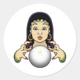 Mardi Gras Fortune Teller Classic Round Sticker