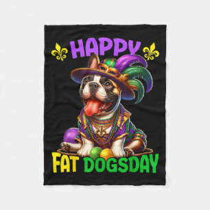 Mardi Gras French Bulldog Fat Dogsday Frenchie Mar Fleece Blanket