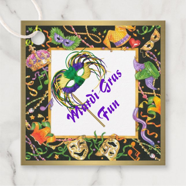 Mardi Gras Fun Favour Tags (Front)