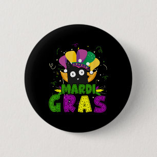 Mardi Gras Funny Black Cat Wearing Clown Cat Mardi 2 Inch Round Button