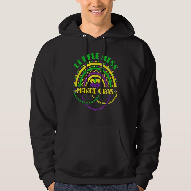 Mardi Gras Funny Carnival Mask Parade Party Beads  Hoodie (Front)