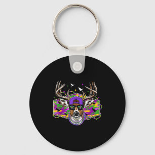 Mardi Gras Funny Deer Hunting Camo Carnival Men Wo Keychain