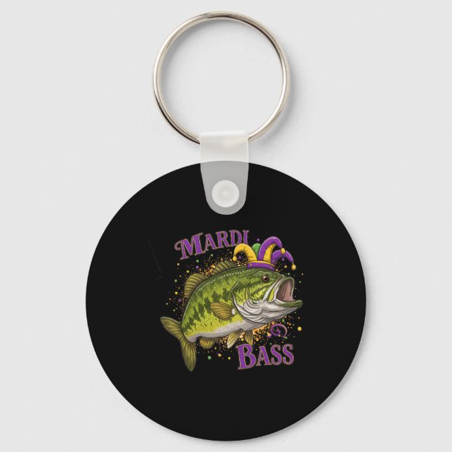 Mardi Gras - Funny Fishing Design  Keychain (Front)