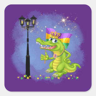 Mardi Gras   Funny Gator Sticker
