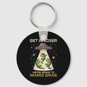 Mardi Gras Gator Alien Abduction Keychain