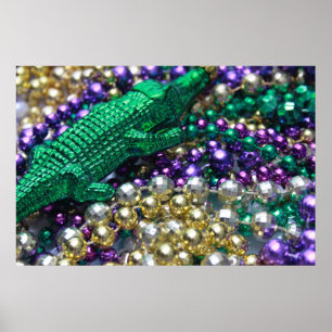 Mardi Gras Gator Beads Print
