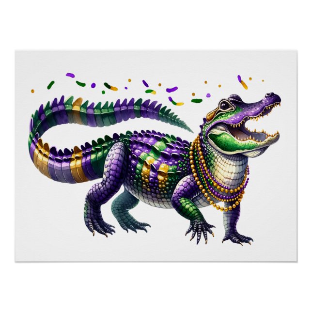 Mardi Gras Gator  Poster (Front)