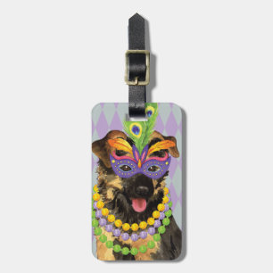 Mardi Gras German Shepherd Luggage Tag