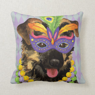 Mardi Gras German Shepherd Throw Pillow