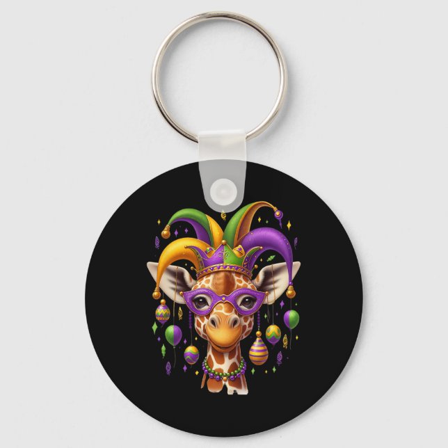 Mardi Gras Giraffe  Keychain (Front)