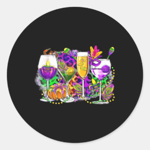 Mardi Gras Gl Of Wine Classic Round Sticker