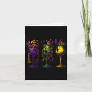 Mardi Gras Gl Of Wine Funny Drinking Wine Festival Card
