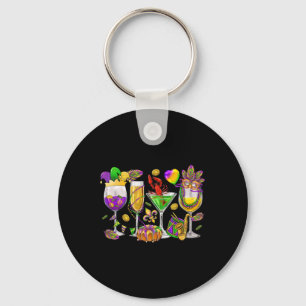 Mardi Gras Gl Of Wine Funny Drinking Wine Festival Keychain
