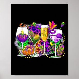 Mardi Gras Gl Of Wine  Poster
