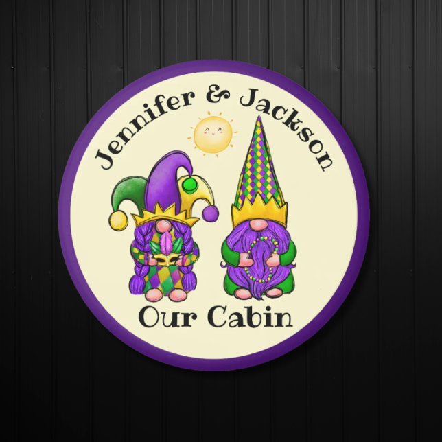 Mardi Gras Gnome Couple Cruise Door Marker Magnet (Mardi Gras Couple | Cruise Door Stateroom Marker)