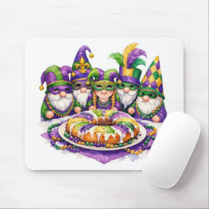 Mardi Gras Gnome Party With King Cake Mouse Pad