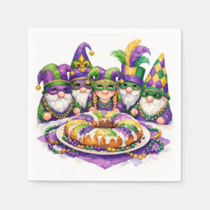 Mardi Gras Gnome Party With King Cake Napkin