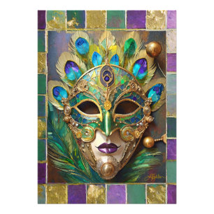 Mardi Gras Gold Ceramic Peacock Feather Mask Photo Print