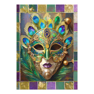 Mardi Gras Gold Ceramic Peacock Feather Mask Photo Print