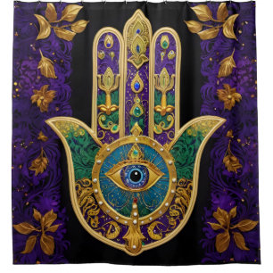 Mardi Gras Gold Purple Green Hamsas Art