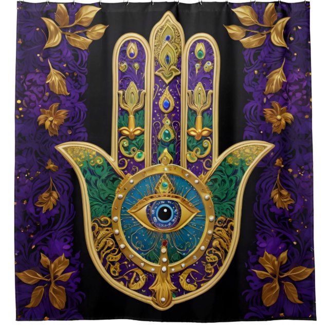 Mardi Gras Gold Purple Green Hamsas Art (Front)