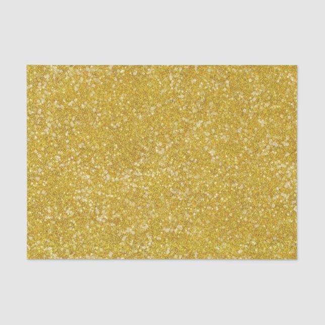 Mardi Gras Gold Solid Colour Faux Glitter Bling Tissue Paper (Front)