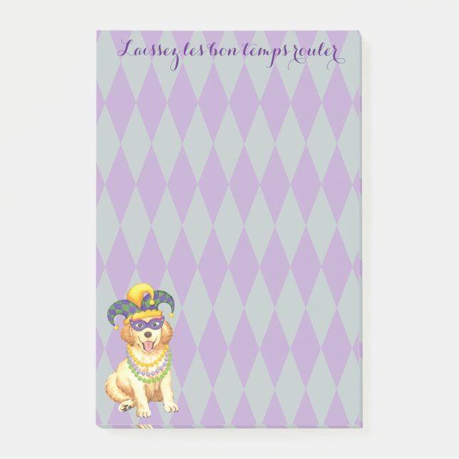Mardi Gras Golden Retriever Post-it Notes (Front)